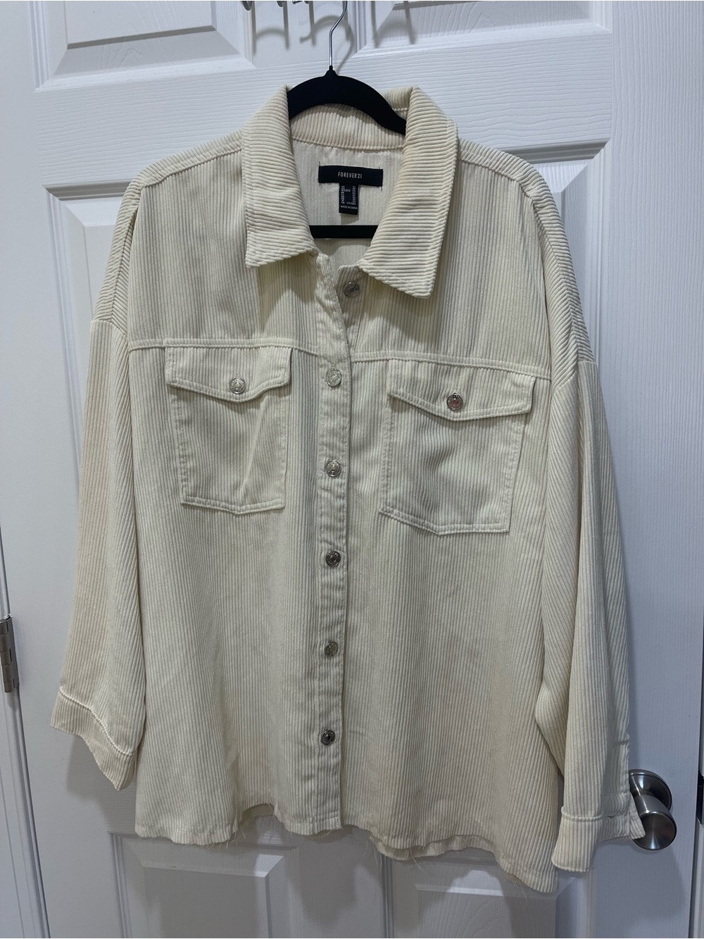 Forever 21 Cream Corduroy Button-Up Jacket